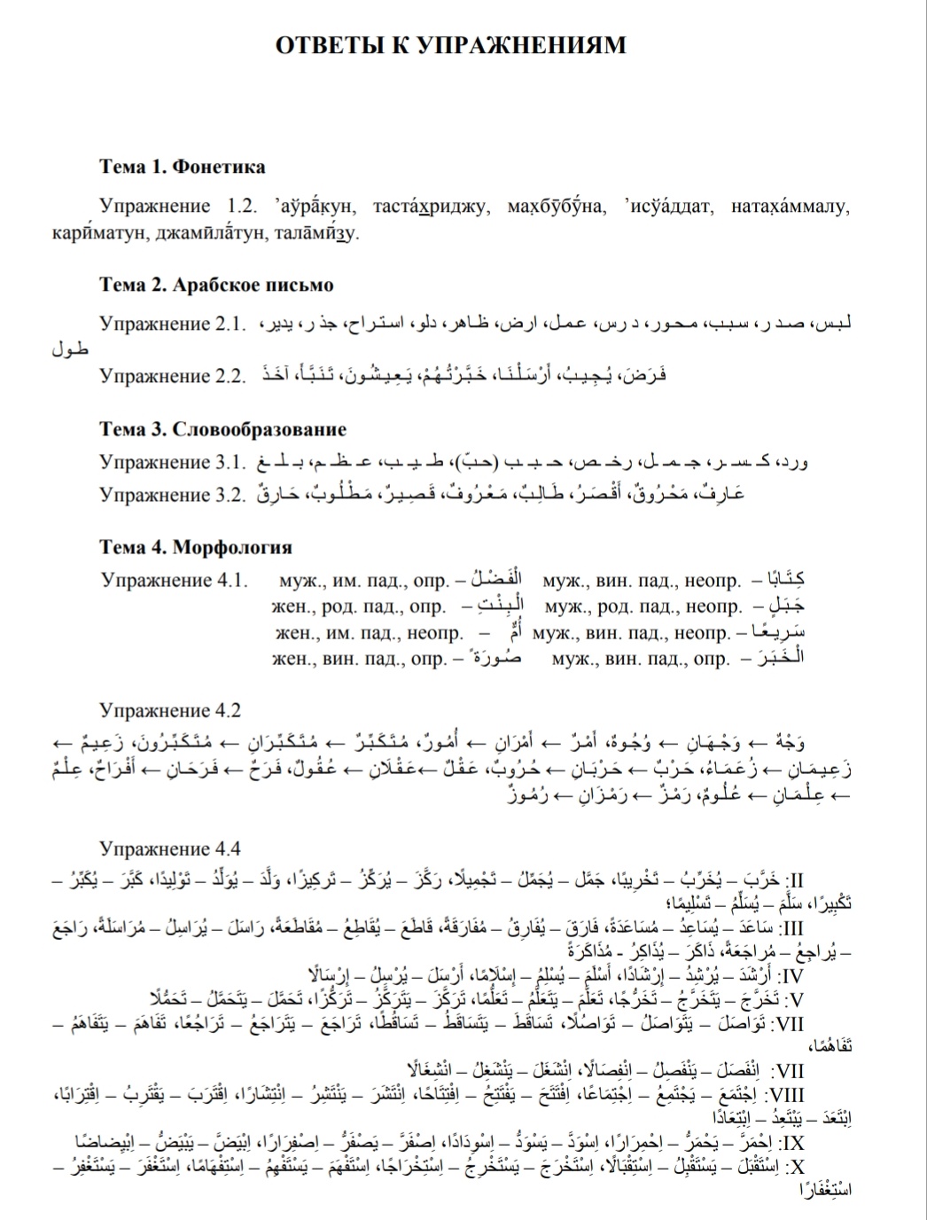 Арабский язык: ОТВЕТЫ К УПРАЖНЕНИЯМ: ОТВЕТЫ К УПРАЖНЕНИЯМ
